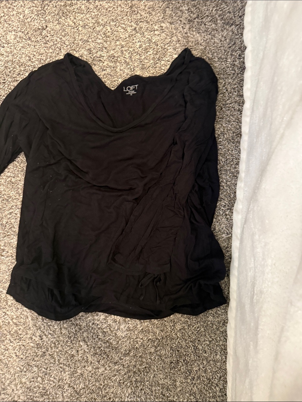 LOFT Black Scoop Neck Long Sleeve Top